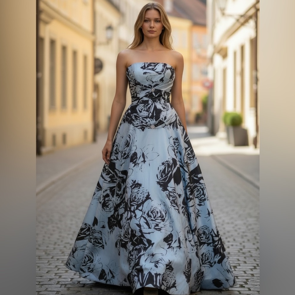 Night Moves Gown Formal Strapless Full Skirt Event Dress Formal Gown